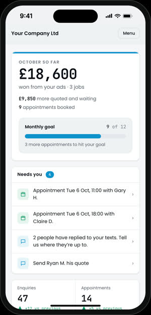 The GlasGrowth portal on a phone, demo account
